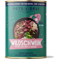 Produktbild von Pets Deli Nassfutter Wildschwein für Hunde Adult getreidefrei glutenfrei zuckerfrei 400g - 400 g
