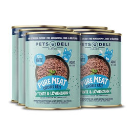 Pets Deli Pure Meat Katzen Nassfutter Adult Huhn & Ente mit Löwenzahn & Leinöl, getreidefrei, hoher Fleischanteil, 6x400g - 6 x 400 g – Bild 1 von 1
