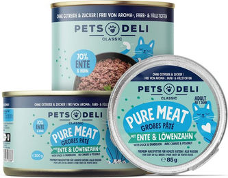 Produktbild von Pets Deli Pure Meat Nassfutter Ente für Senior Katzen getreidefrei ohne Zucker 400g Dose - 400 g