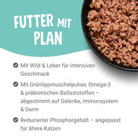 Produktbild von Pets Deli Pure Meat Senior Katzen Nassfutter Wild und Leber getreidefrei ohne Zucker 12x85g - 12 x 85 g