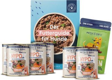 Produktbild von Pets Deli Sensitiv Känguru Nassfutter Bundle mit Futterguide Hypoallergen für alle Altersstufen 2480g - 6 x 400 g