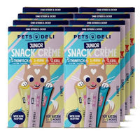 Produktbild von Pets Deli Snack Creme Junior Katzen Multipack mit Huhn, Thunfisch und Krill für Kitten, getreidefrei, 8x90g - 6 x 15 g