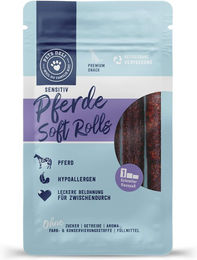 Produktbild von Pets Deli Snack Sensitiv Soft-Rolls Pferd Kausnack für Hunde hypoallergen und monoproteinreich 100g