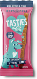 Produktbild von Pets Deli Snack Tasties Ochsenziemer Kausnack für Hunde Junior mit hohem Fleischanteil 4x75g