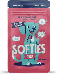 Produktbild von Pets Deli Softies Belohnungssnack Rind für Hunde mit hohem Fleischanteil und Monoprotein 90g - 90 g