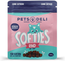 Produktbild von Pets Deli Softies Katzen Leckerli Rind und Lachs für Senior Katzen 50g
