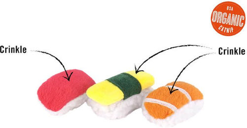 Pets Deli Sushi Katzenspielzeug aus Plüsch mit Bio-Katzenminze bunt – Bild 1 von 3