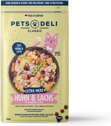 Produktbild von Pets Deli Trockenfutter Huhn mit Lachs für Katzen Adult Getreidefrei und Zuckerfrei 2kg - 2 kg