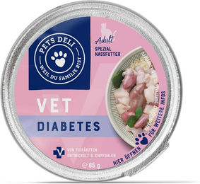 Produktbild von Pets Deli VET Diabetes Nassfutter für Katzen Senior Ente Getreidefrei Ohne Zucker 85g Dose - 85 g