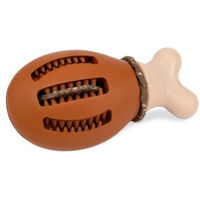 Produktbild von PetSafe Chompin’Chicken Intelligenzspielzeug für Hunde mit Leckerli-Ringen aus Gummi Hühnchen Geschmack Braun/Beige M-L - 1 Stk.