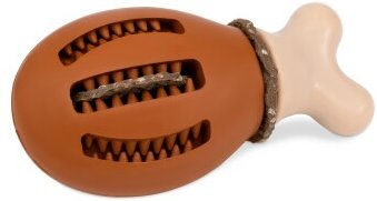 PetSafe Chompin’Chicken Kauspielzeug für Hunde mit Leckerli-Ringen aus Gummi Hühnchen Geschmack Braun/Beige S/M - 1 Stk. – Bild 1 von 4