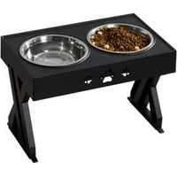 Produktbild von Petsation Erhöhter Hundenapf mit Edelstahl-Einsätzen in Schwarz