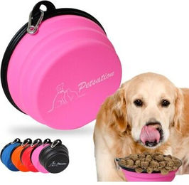 Petsation Faltbarer Reisenapf aus Silikon Rosa 2000 ml - 2 l – Bild 1 von 3