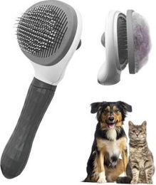Petsation Tierbürste mit One-Touch-Reinigung aus Edelstahl in Grau – Bild 1 von 3