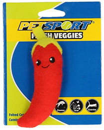 PetSport Fresh Veggies Spaanse Peper Katzenspielzeug aus Plüsch mit Catnip und Federn in Rot – Bild 1 von 3