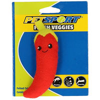 Produktbild von PetSport Fresh Veggies Spaanse Peper Katzenspielzeug aus Plüsch mit Catnip und Federn in Rot