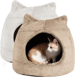 Petstages Katzenhöhle Miau-Hütte aus Plüsch in Braun – Bild 1 von 3