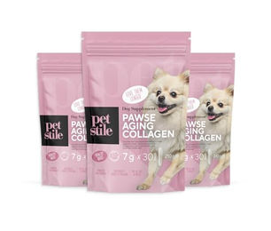 Petstile Pawse Aging Collagen Anti-Aging-Pulver für Hunde mit Dreifach-Kollagen, Vitaminen und Präbiotika zur Unterstützung von Gelenken, Haut, Fell, Verdauung und Immunsystem (3x 210 g) – Bild 1 von 7