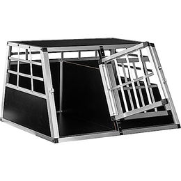 PETSTUFF Hundebox mit gerader Rückwand und zwei Türen aus Aluminium in Schwarz und Silber Größe L – Bild 1 von 5