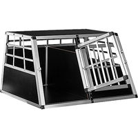 Produktbild von PETSTUFF Hundebox mit gerader Rückwand und zwei Türen aus Aluminium in Schwarz und Silber Größe L