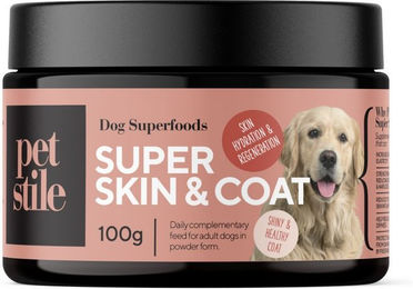 Petsy Labs Petstile Super Skin & Coat Haut-Fell-Supplement für Hunde mit Fischkollagen und Fischöl als Pulver - 100 g – Bild 1 von 9