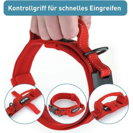 PetTec Hundehalsband aus Neopren und Nylon mit Griff rot XL wasserabweisend - 1 Stk. – Bild 1 von 7