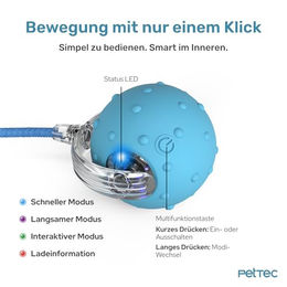 PetTec Interaktives Katzenspielzeug Elektrischer Ball mit Schnur 2er-Set aus Kunststoff in Rot und Blau – Bild 1 von 7