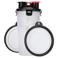 Produktbild von Pettimania 2-in-1 Reiseapf aus Silikon für Hunde mit 2 faltbaren Näpfen - 350 ml