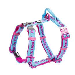 Pettimania Escape Sicherheitsgeschirr mit Neopren-Unterlegung aus Nylon Blau/Rosa Größe XL – Bild 1 von 2