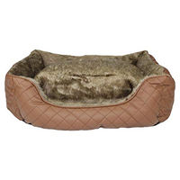 Produktbild von Pettimania Hundebett eckig aus Leder mit Fellbezug in Braun
