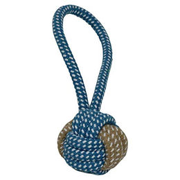 Pettimania Hundespielzeug Baumwollball mit Schlaufe in Blau – Bild 1 von 9