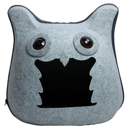 Pettimania Katzenhöhle aus Filz in Eulenform hellgrau – Bild 1 von 5