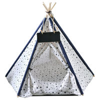 Produktbild von Pettimania Kuschelhöhle Tipi aus Baumwolle mit Sternprint für Hunde in Weiß und Blau