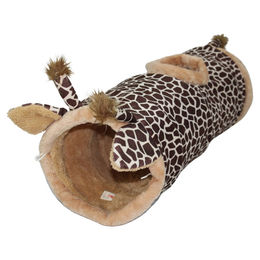 Pettimania Plüschtunnel Giraffe für Katzen mit Knisterfolie in Beige und Braun – Bild 1 von 3