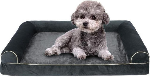 PFCTART Hundebett aus Plüsch für kleine Hunde in Grau, Größe S, waschbar und abnehmbar – Bild 1 von 4