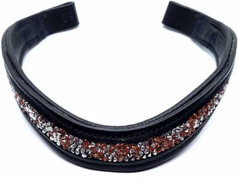 Produktbild von Pferde Stirnband Hekktor Artemis aus Leder in Schwarz und Silber