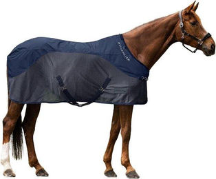 Pferdedecke Comfort Dunkelblau mit Regenschutz und Insektenschutz aus Mesh Material 145 cm – Bild 1 von 4