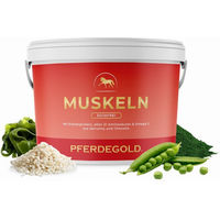 Produktbild von Pferdegold Nahrungsergänzung zur Unterstützung der Muskulatur für Pferde sojafrei mit Vitaminen