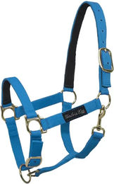Produktbild von Pferdehalfter aus Nylon mit Lederverstärkung von Umbria Equitazione in Blau für Vollblut
