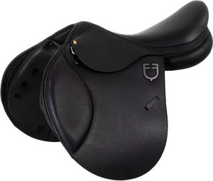 Produktbild von Pferdesattel Equestro Evolution Pro Jumping aus Leder Schwarz 16,5 Zoll