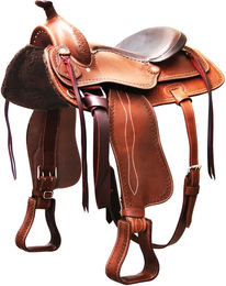 Produktbild von Pferdesattel Red Horns aus Leder in Braun und Silber