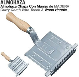 Pferdestriegel Zaldi TH-5026-1 aus Holz in Beige und Silber – Bild 1 von 1