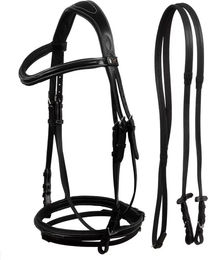 Produktbild von Pferdezügel Supreme aus Leder in Schwarz für Ponys