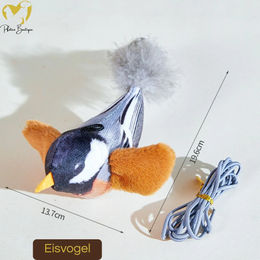 Pfoten-Boutique Elektrisches Katzenspielzeug zum Aufhängen mit Vogelgesang Eisvogel aus Plüsch – Bild 1 von 1