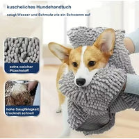 Produktbild von Pfoten-Boutique Hundetuch aus Chenille in Grau schnelltrocknend und super saugstark