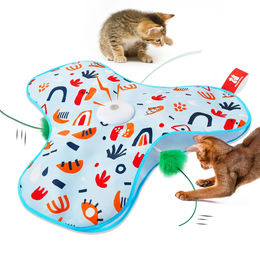 Pfoten-Boutique Interaktives Katzenspielzeug Katzenteppich mit elektrisch drehendem Wedel in Himmelblau für Katzen aller Altersstufen – Bild 1 von 1