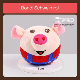 Pfoten-Boutique Jumping Ball Interaktives Hundespielzeug Plüsch Springball Schwein Rot für kleine bis mittlere Hunde – Bild 1 von 1