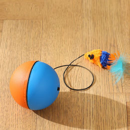 Pfoten-Boutique Mausball interaktives Katzenspielzeug aus Plüsch blau-orange – Bild 1 von 1
