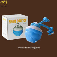 Produktbild von Pfoten-Boutique Strickball Hundespielzeug Blau mit Seil und Soundeffekt