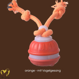 Pfoten-Boutique Strickball Hundespielzeug Orange mit Seil und Vogelgesang – Bild 1 von 1